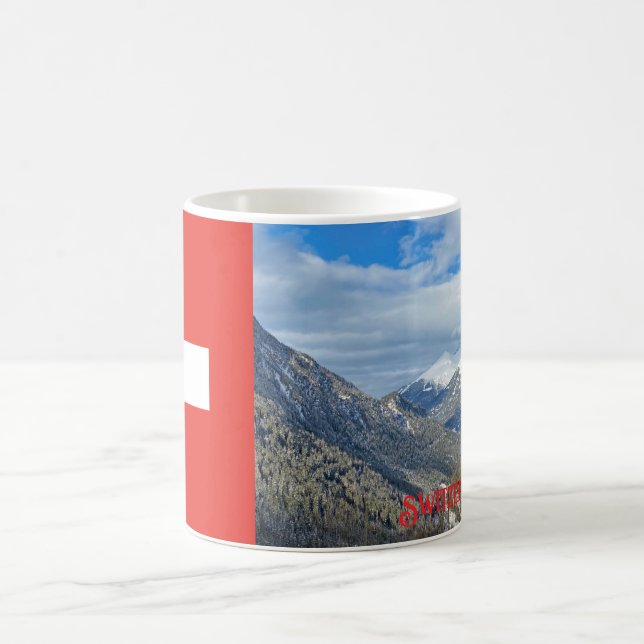 Winter mountains in Switzerland Coffee Mug (Center)