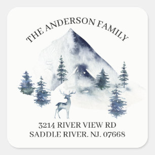 Winter Mountains   New Home Address Label Sticker
