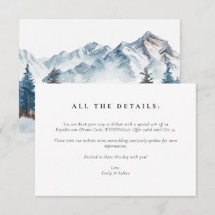 Winter Mountains Pine Tree Wedding Enclosure Card