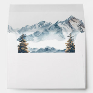 Winter Mountains Pine Tree Wedding Envelope