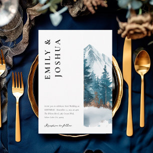 Winter Mountains Pine Tree Wedding Invitation