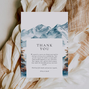 Winter Mountains Pine Tree Wedding Thank You Card