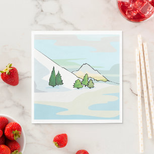Winter Mountains Snowy Landscape Napkin