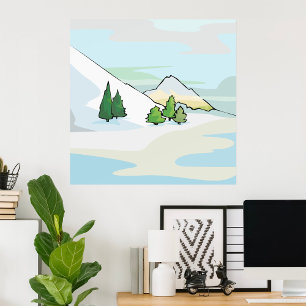 Winter Mountains Snowy Landscape Poster