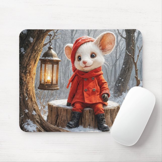 Winter Mouse With Forest Lantern Mouse Pad (With Mouse)