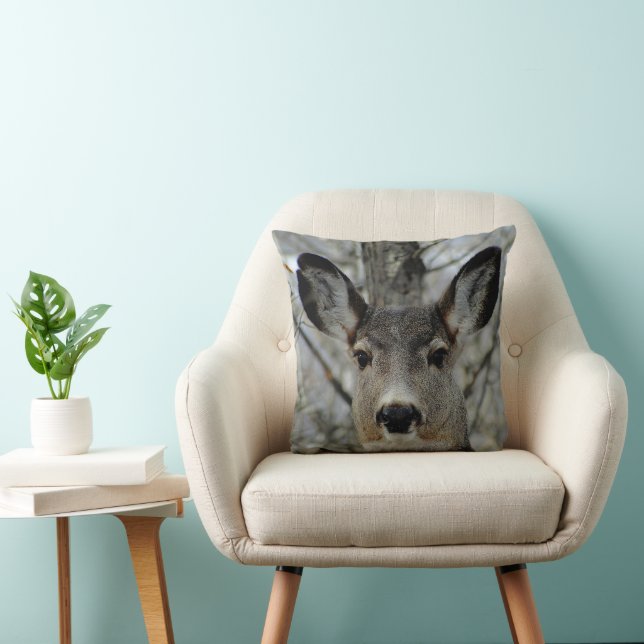 Winter Mule Deer Close-up Cushion (Chair)