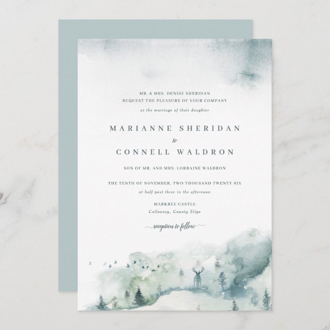 Winter Mystère I Formal Wedding Invitation (Front/Back)