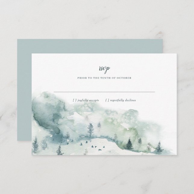 Winter Mystère Wedding RSVP Response Invitation (Front/Back)