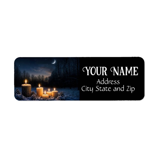 Winter Mystical Candles Snow Return Address (Front)