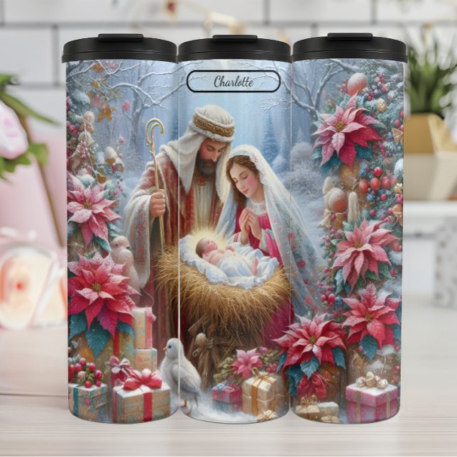 Winter Nativity, Holy Family's Glow Thermal Tumbler (Creator Uploaded)