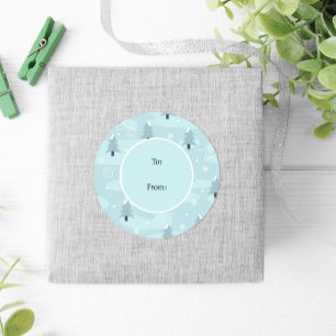 Winter Nature Blue Trees Snowflakes Christmas Classic Round Sticker