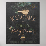 Winter nature chalkboard watercolor baby shower poster<br><div class="desc">Rustic elegant winter nature baby shower stylish welcome sign poster template on dark grey chalkboard featuring a pine tree bough with a wooden bird, a dried branches Christmas tree with star and watercolor splashes, winter flowers and little hearts. You can choose to customise it further changing fonts and colours of...</div>