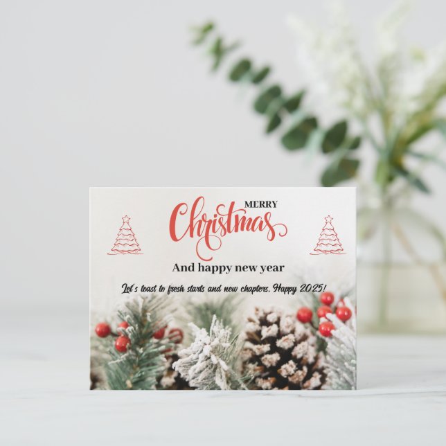 Winter Nature Christmas & New Year Greeting  Postcard (Standing Front)