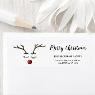 Winter Nature   Cute Reindeer Return Address Label