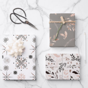 Winter Nature Modern Nordic Christmas  Wrapping Paper Sheet
