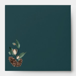 Winter Nature Watercolor Foliage Magnolia Square Envelope