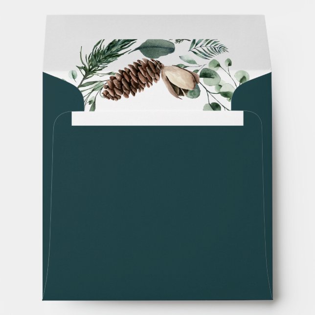 Winter Nature | Watercolor Pine Cone Square Envelope (Back (Bottom))