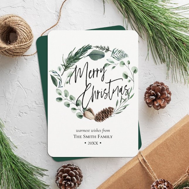 Winter Nature | Watercolor Wreath Christmas Holiday Card (Creator Uploaded)