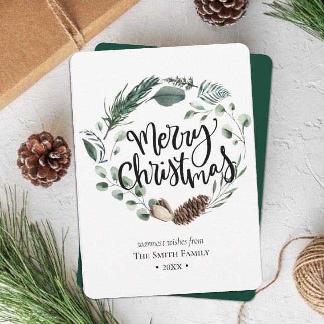 Winter Nature | Watercolor Wreath Christmas Holiday Card (Creator Uploaded)