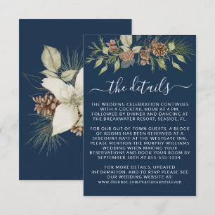 Winter Navy Blue Details RSVP Website Wedding Enclosure Card