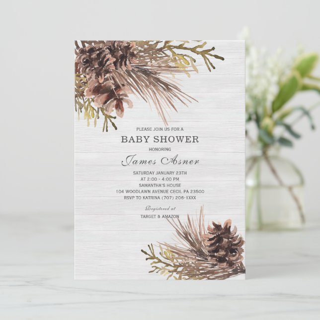 Winter Neutral Baby Shower Invitation (Standing Front)