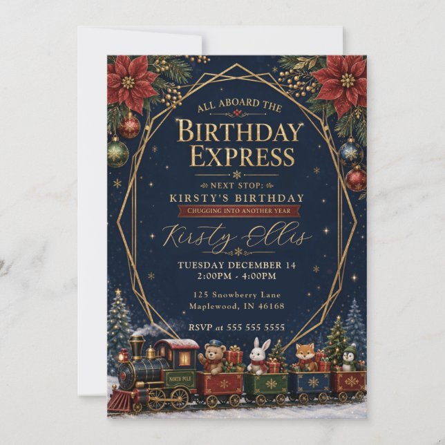 Winter Night Birthday Express Invitation (Front)