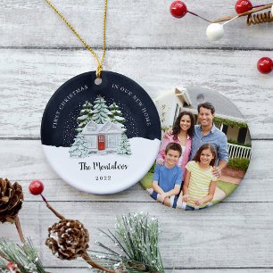 Winter Night First Christmas in Our New Home Ceramic Tree Decoration