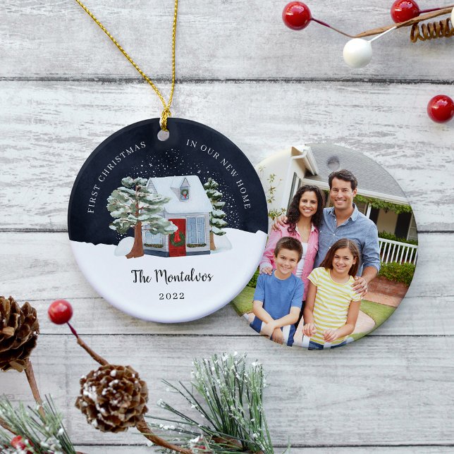 Winter Night First Christmas in Our New Home Ceramic Tree Decoration (Creator Uploaded)
