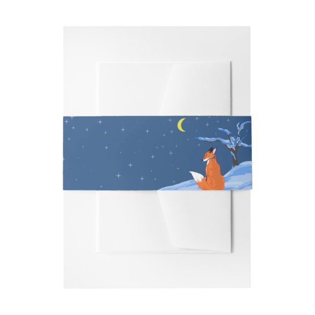 Winter Night Fox Invitation Belly Band (Front Example)