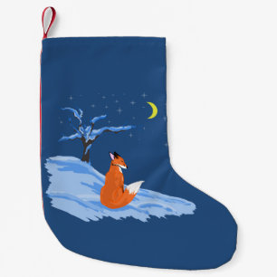 Winter Night Fox Small Christmas Stocking