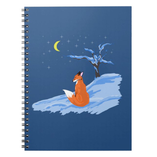Winter Night Fox Spiral Notebook (Front)