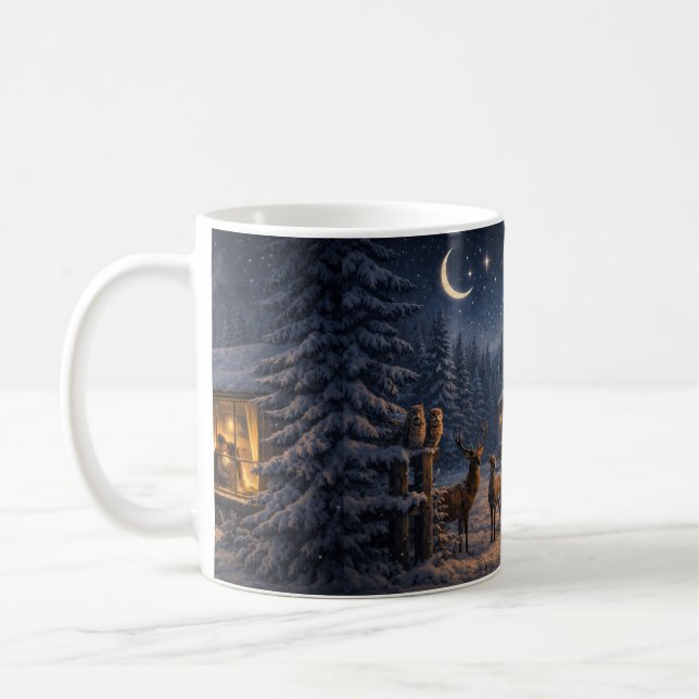 Winter Night Love Cabin – Peaceful  Coffee Mug (Left)