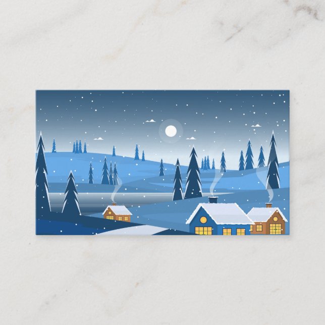  Winter Night Scene with Trees Enclosure Card (Front)