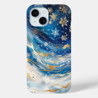 Winter Night Sky and Snowflakes Phone Case