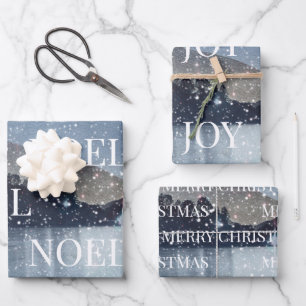 Winter Night Snow Christmas Wrapping Paper Sheet
