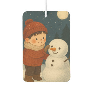 Winter Night Snowman Fun Car Air Freshener