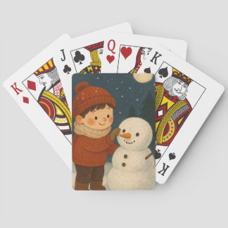Winter Night Snowman Fun Playing Cards