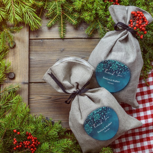 Winter Night Thank You Classic Round Sticker (Creator Uploaded)