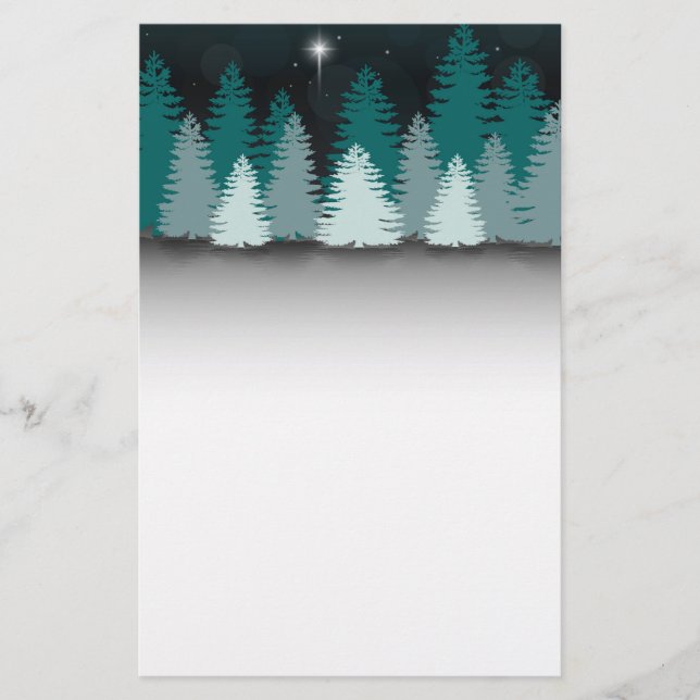 Winter Night with Star of Bethlehem Stationery (Front)