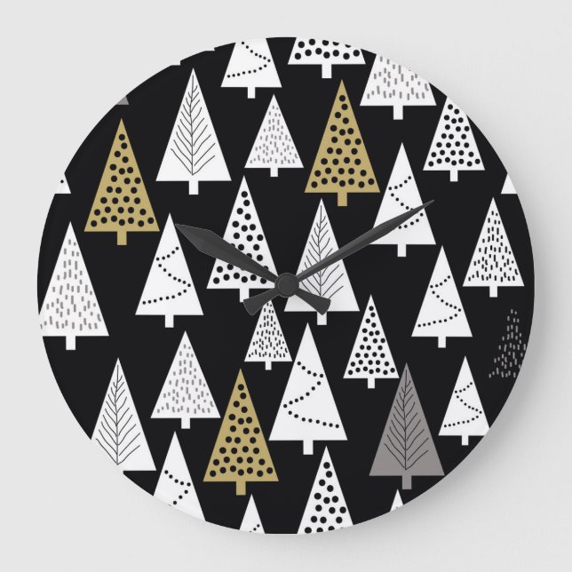 Winter Nights: Gold-Silver Trees. Large Clock (Front)