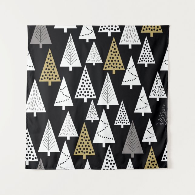 Winter Nights: Gold-Silver Trees. Tapestry (Front)