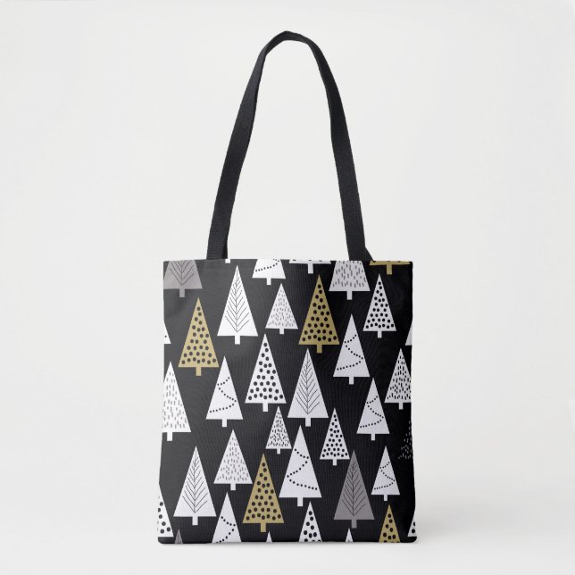 Winter Nights: Gold-Silver Trees. Tote Bag (Front)