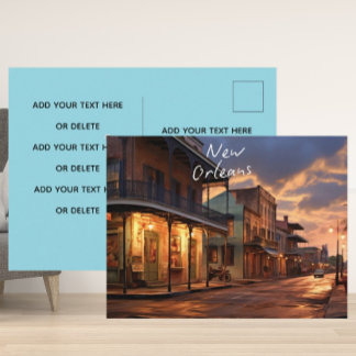 "Winter Nights in New Orleans" postcard. Holiday Postcard