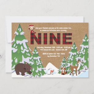 Winter Ninth Birthday Party Invitation