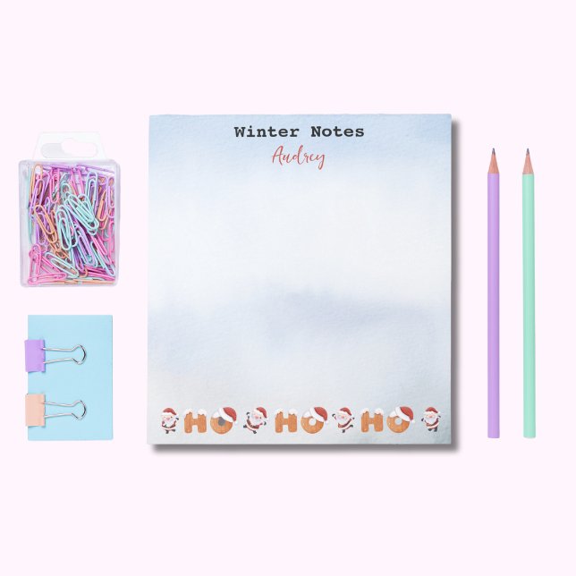 Winter Notes | Name | Santa's Ho Ho Ho Notepad (Get this 40-page notepad to write your notes with the spirits of Christmas. Buy yours today!)