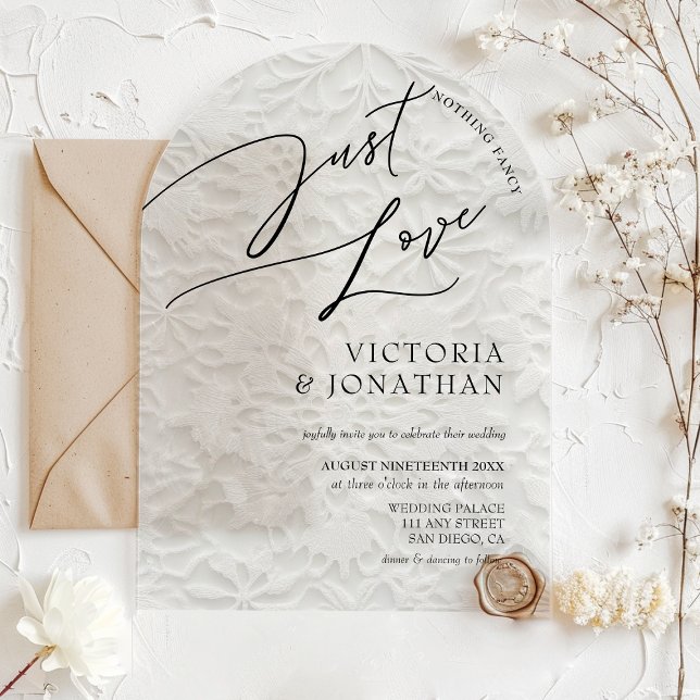 Winter Nothing Fancy Just Love Wedding Acrylic Invitations (Creator Uploaded)