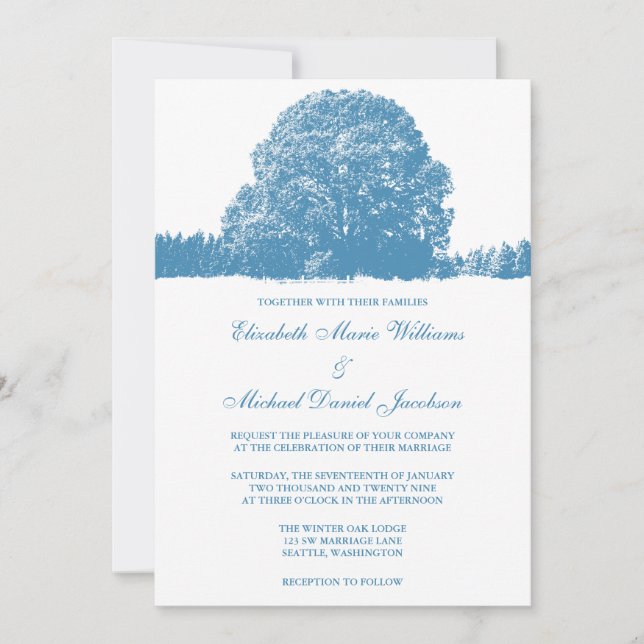 Winter Oak Tree Wedding Invitation (Front)