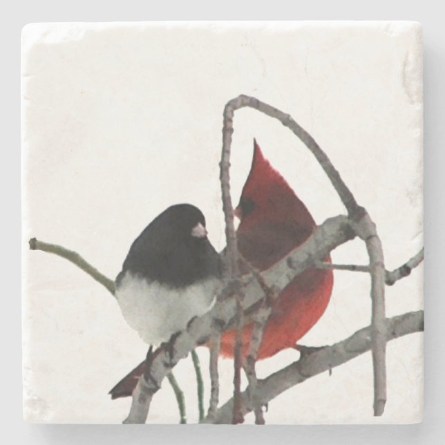 Winter Odd Couple Stone Coaster (Front)