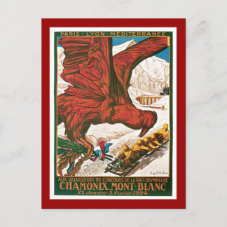Winter Olympics Vintage Travel Poster Postcard