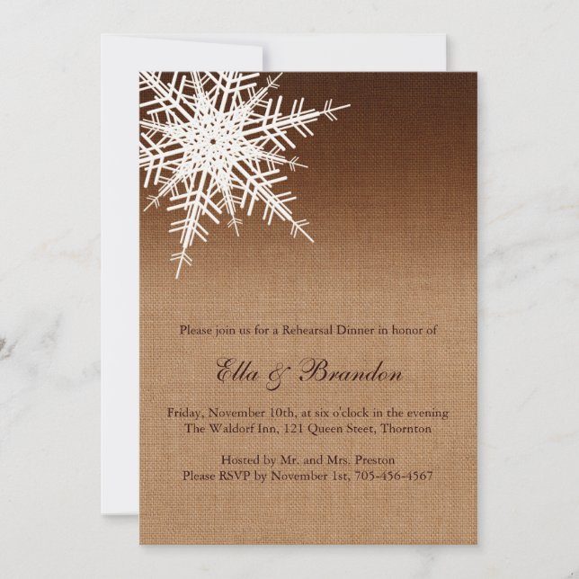 Winter Ombre Rehearsal Dinner Invitation (Front)